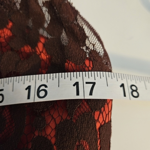 Christina Wu Brown Lace Pearl & Diamond Waist Short Formal Dress Sz 8 Whimsigoth - Picture 9 of 12